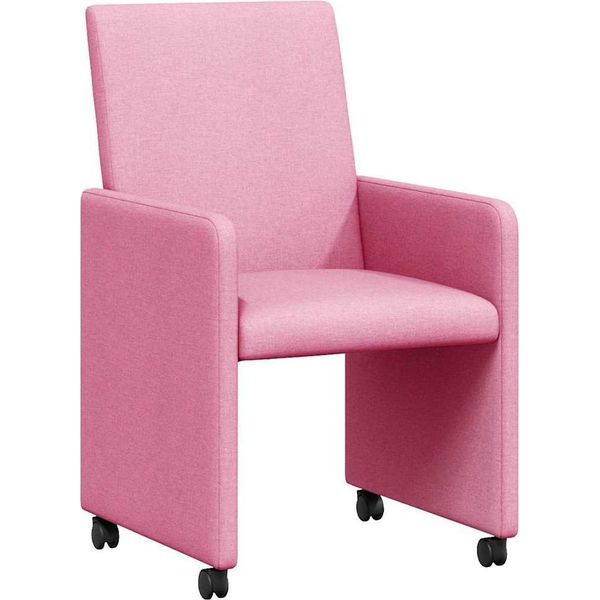 Vidaxl Sedie Da Pranzo Con Ruote 2 Pezzi Rosa 57 X 66 X 94 Cm Tessuto-image