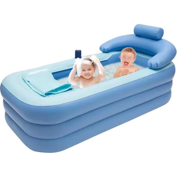Vasca Da Bagno Gonfiabile, Design Isolato, Comfort Salvaspazio, Blu-image