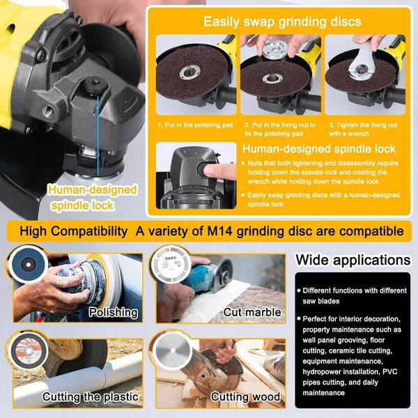 Smerigliatrice Angolare, A Batteria, Ad Alta Velocità, 2 Batterie-image