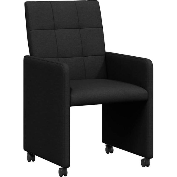 Vidaxl Sedie Da Pranzo Con Ruote 2 Pezzi Nero 58 X 65 X 94 Cm Tessuto-image