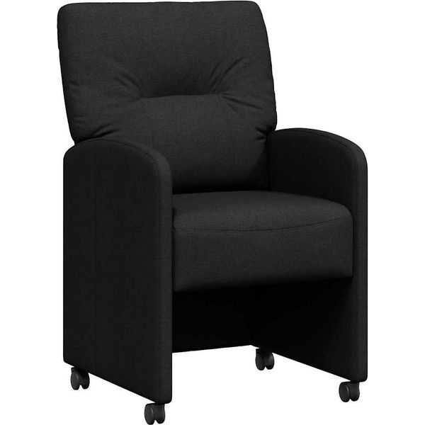 Vidaxl Sedie Da Pranzo Con Ruote 2 Pezzi Nero 57 X 67 X 95 Cm Tessuto-image