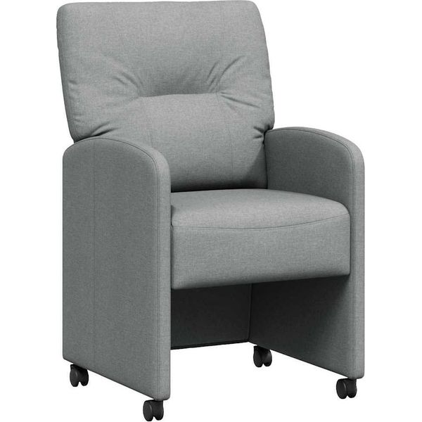 Vidaxl Sedie Da Pranzo Con Ruote 2 Pezzi Grigio Chiaro 57 X 67 X 95 Cm Tessuto-image