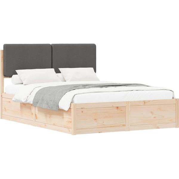 Vidaxl Struttura Letto Con Testiera Imbottita Grigio Scuro 140 X 190 Cm-image
