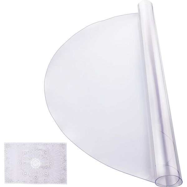 Succebuy Tovaglia Di Plastica, 42 X 42 Pollici, Spessore 2,0 Mm, Protezione Trasparente Per Tavolo, Tappetino Rotondo Per Scrivania In Pvc, Tovaglia Impermeabile E Facile Da Pulire-image