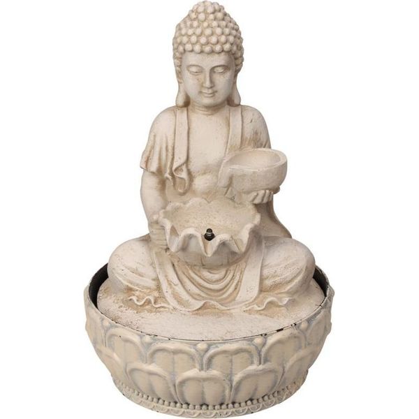 Fontana Da Interno Con Illuminazione Led 29 Cm Buddha Beige-image