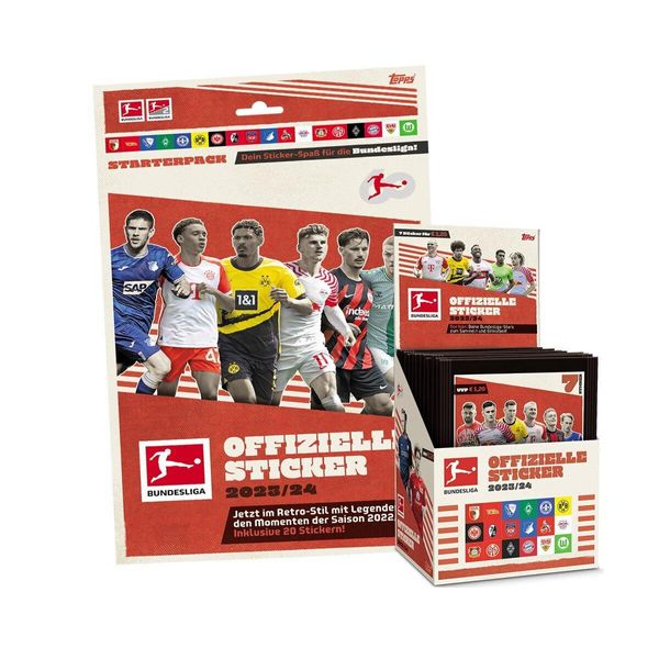 Figurine Topps Bundesliga Da Collezione 2023/24 - 1 Espositore (50 Bustine) + Sticker Starter (Album Con 20 Figurine)-image