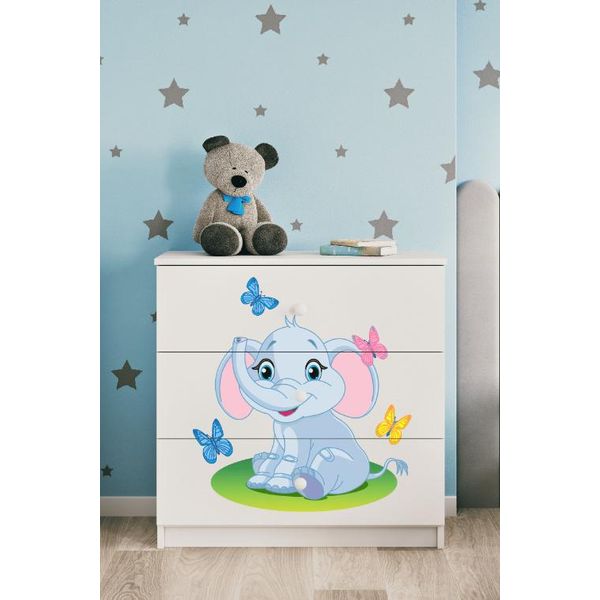 Cassettiera Per Bambini Elefante Nel Colore Bianco Babydreams-image