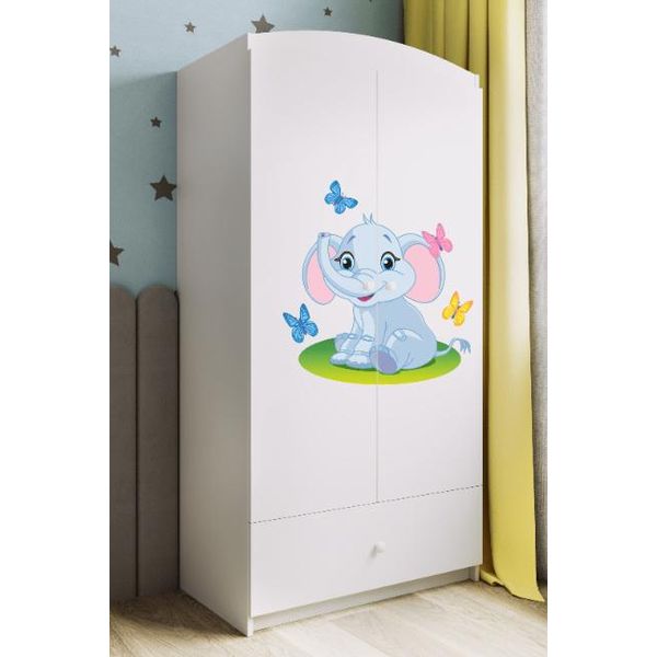 Armadio Per Bambini Babydreams Armadio Ad Ante Battenti Armadio Elephant Bianco-image