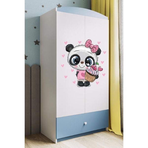 Armadio Per Bambini Babydreams Armadio Ad Ante Battenti Armadio Panda Blu-image