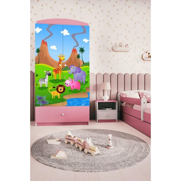 Armadio Per Bambini Babydreams Armadio Ad Ante Battenti Armadio Safari Rosa Chiaro-image