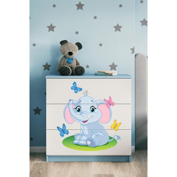 Cassettiera Per Bambini Elefante Nel Colore Blu Babydreams-image