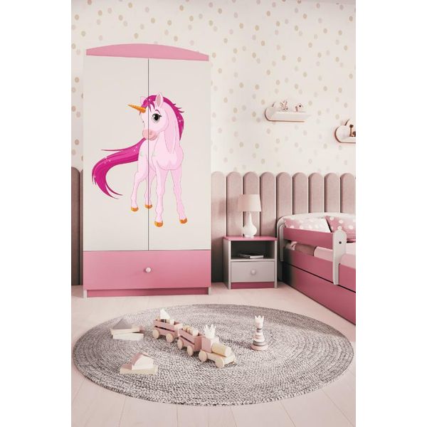 Armadio Per Bambini Babydreams Armadio Ad Ante Battenti Armadio Unicorno Rosa Chiaro-image