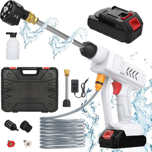 Idropulitrice Portatile A 2 Batterie 300W - Tubo Da 5 M Per La Pulizia Dell'auto Pulizia Dell'auto Irrigazione Del Giardino-image