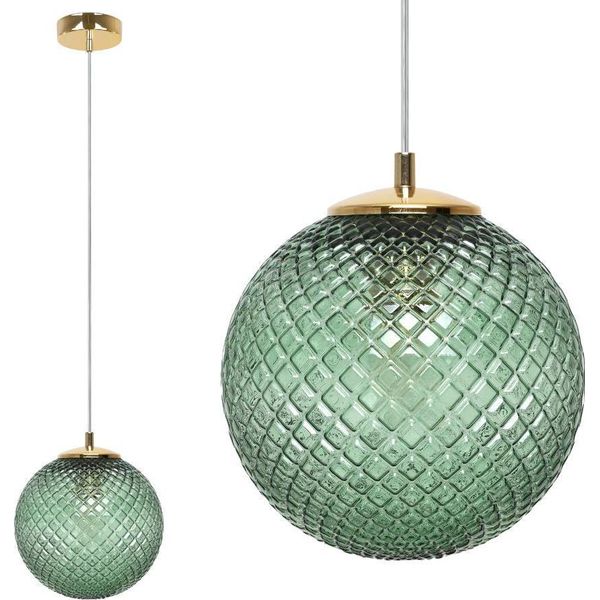 Lampada A Sospensione Cannes A 1 Luce Con Paralume In Vetro Verde 20Cm E27-image