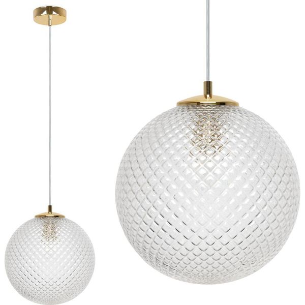 Lampada A Sospensione Cannes A 1 Luce Con Paralume In Vetro Trasparente 25Cm E27-image