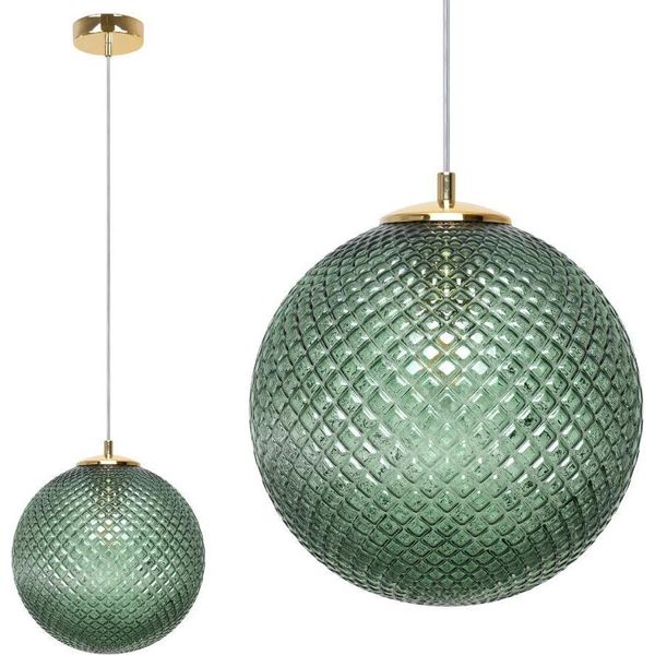Lampada A Sospensione Cannes A 1 Luce Con Paralume In Vetro Verde 25Cm E27-image