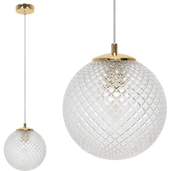 Lampada A Sospensione Cannes A 1 Luce Con Paralume In Vetro Trasparente 20Cm E27-image