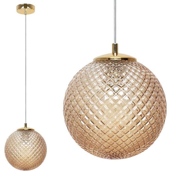 Lampada A Sospensione Cannes A 1 Luce Con Paralume In Vetro Ambrato 20Cm E27-image