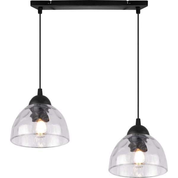 Lampada A Sospensione Venezia A 2 Luci Con Paralumi In Vetro Trasparente E27-image