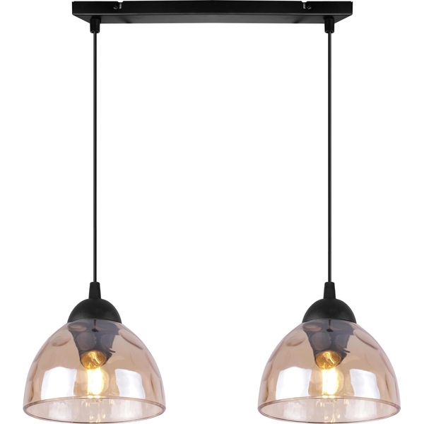 Lampada A Sospensione Venice A 2 Luci Con Paralumi In Vetro Ambrato E27-image