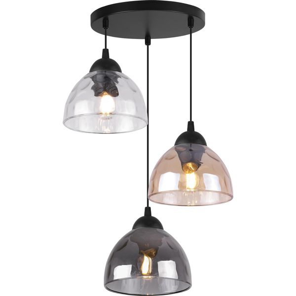 Lampada A Sospensione Venezia A 3 Luci Con Paralumi In Vetro Misto E27-image