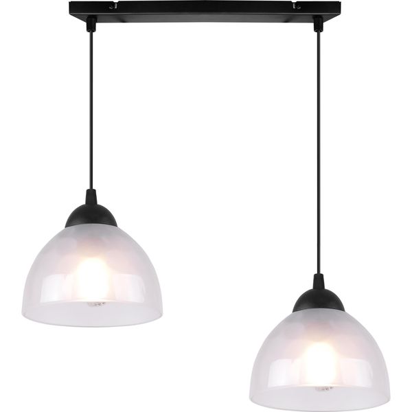 Lampada A Sospensione Venezia A 2 Luci Con Paralumi In Vetro Opalino E27-image