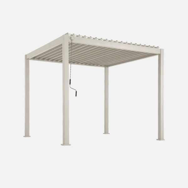 Pergola Bioclimatica 3X3M In Alluminio Con Lamelle Orientabili, Beige-image