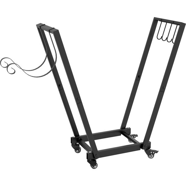 Fortuna Lai Scaffale Per Legna Da Ardere Con Rotelle 79 X 30 X 81 Cm, Scaffale Per Legna Da Ardere Per Giardino E Terrazza, Metallo Nero, Incl. Ganci Per Legna Da Accensione E Attrezzi-image