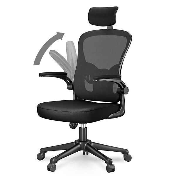 Sedia Da Ufficio Ergonomica Naspaluro, Sedia Girevole Con Supporto Lombare, Sedia A Rete Con Poggiatesta Regolabile, Schienale, Braccioli E Seduta Spessa, Sedia Per Pc-image
