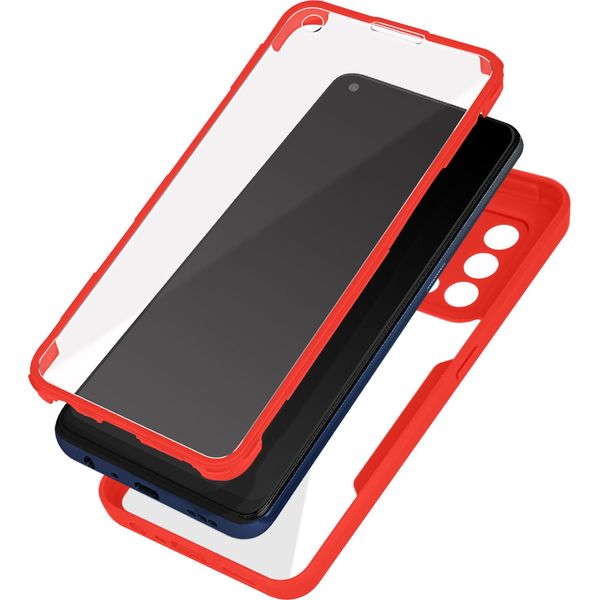 Avizar, Custodia 360° Per Oppo A94 5G Resistente Agli Urti Con Telaio In Silicone Rigido, Rosso-image