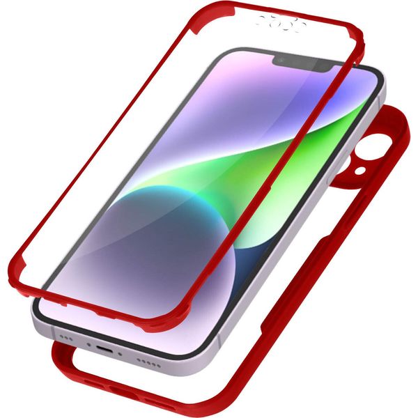 Avizar, Custodia 360° Per Iphone 14 Resistente Agli Urti Con Telaio In Silicone, Rosso-image