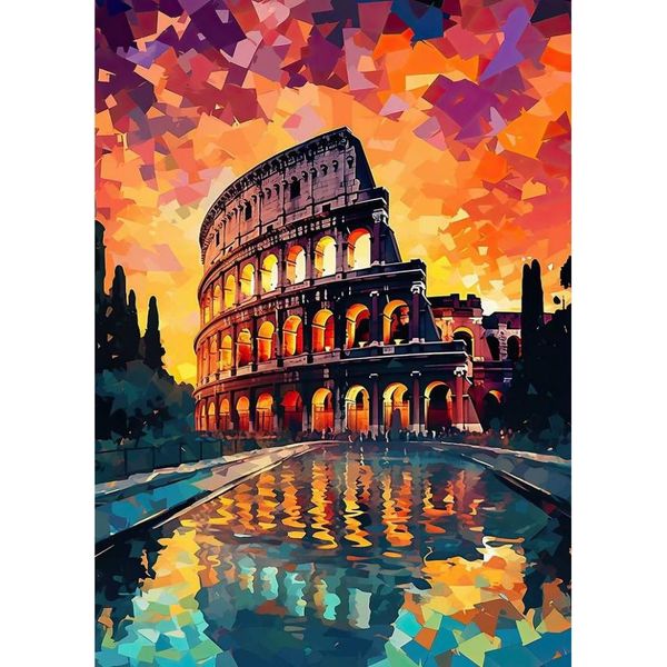 Pittura Da Numeri Con Telaio Pittura Del Colosseo Roma 40X50 Cm-image