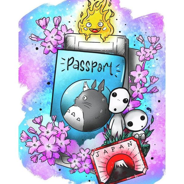 Pittura Per Numeri Con Cornice Passport Ghibli 40X50 Cm-image