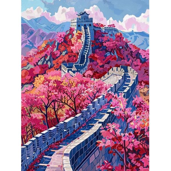 Pittura Con Numeri E Cornice - Parete Cinese 40X50 Cm-image