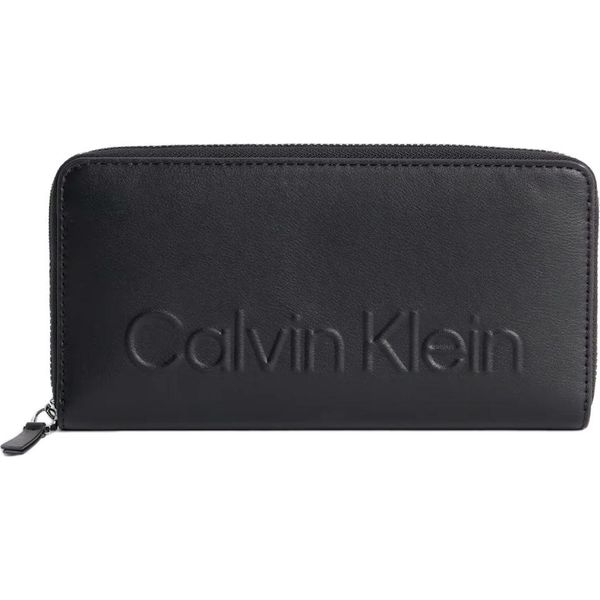 Portafoglio Donna Ck Calvin Klein Articolo K60K610466 Ck Set Za Wallet Lg Cm 19 X 10 X 2 (Circa), Bax Black / Nero, Unica - One Size, Poliestere 51%,Poliuretano 49%-image