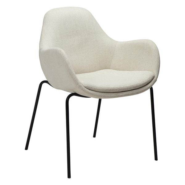 Sedia Da Pranzo Sagomata Zimmer Dan Con Braccioli Bouclé Beige.-image