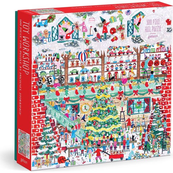 Galison Foil Puzzle Michael Storrings Christmas Toy Workshop 500 Pezzi-image
