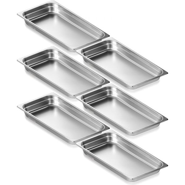 Teglie Per Hotel Contenitori Gastronorm Confezione Da 6 - Acciaio Inox 530X328X67Mm - 9,25L - Attrezzatura Da Cucina Professionale Per Il Catering-image