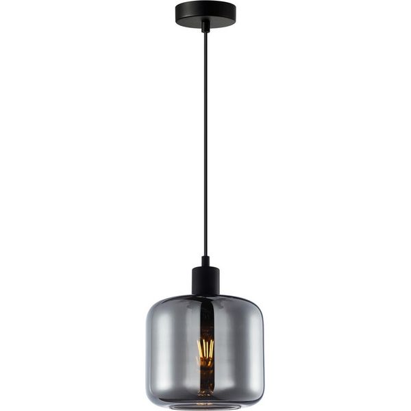 Lampada A Sospensione Moderna In Vetro Fumé Nero Per Soggiorno Camera Da Letto 1Xe27 40W Maluna Italux-image