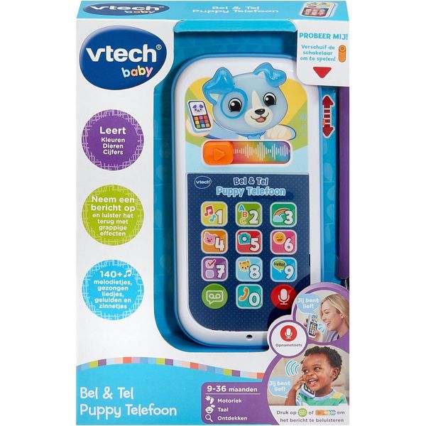 Telefonino Vtech Baby Bel & Leer Puppy, 0,75 Anni, Suoni, Funzione Parlante, Batterie Necessarie, Aaa, Plastica-image