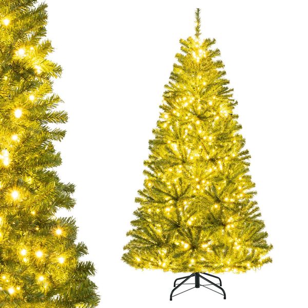 Costway Albero Di Natale Artificiale Da 180 Cm Con 700 Led Bianchi Caldi, Telecomando, Timer, Modalità E Luminosità Regolabili, Albero Di Natale Albero Di Natale-image