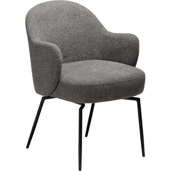 Sedia Da Pranzo Bae Dan Con Braccioli, Base Girevole In Bouclé Marrone Chiaro.-image