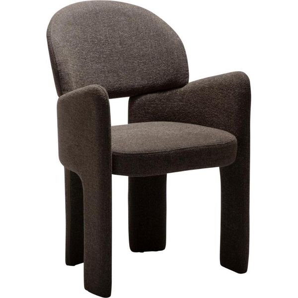(Set Di 2) Sedia Da Pranzo Aole Dan-Form Con Braccioli Bouclé Marrone.-image