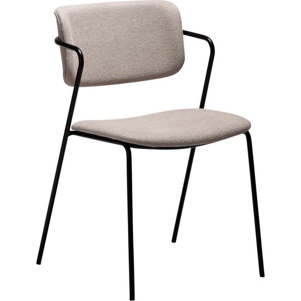 (Set Di 2) Sedia Da Pranzo Zed Dan-Form Con Braccioli Bouclé Grigio Chiaro.-image