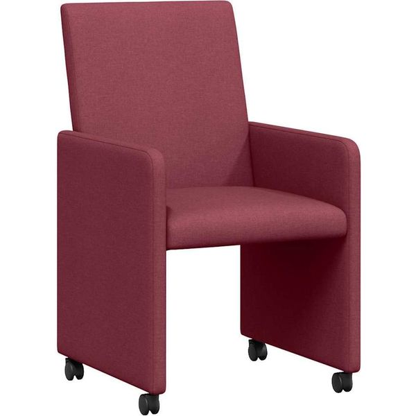 Vidaxl Sedie Da Pranzo Con Ruote 2 Pezzi Rosso Vino 57 X 66 X 94 Cm Tessuto-image