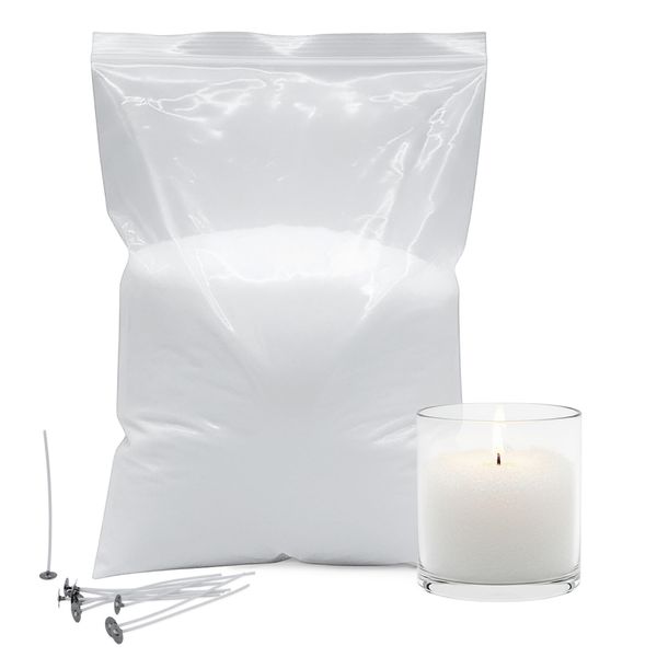 3.05 Cera Di Paraffina Bianca - 1 Kg - Cera Per Candele Con 10 Stoppini (1X 1 Kg)-image
