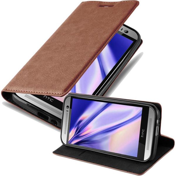 Cadorabo Custodia Per Htc One M8 Custodia Protettiva In Marrone Custodia Per Cellulare Cover Chiusura Magnetica-image
