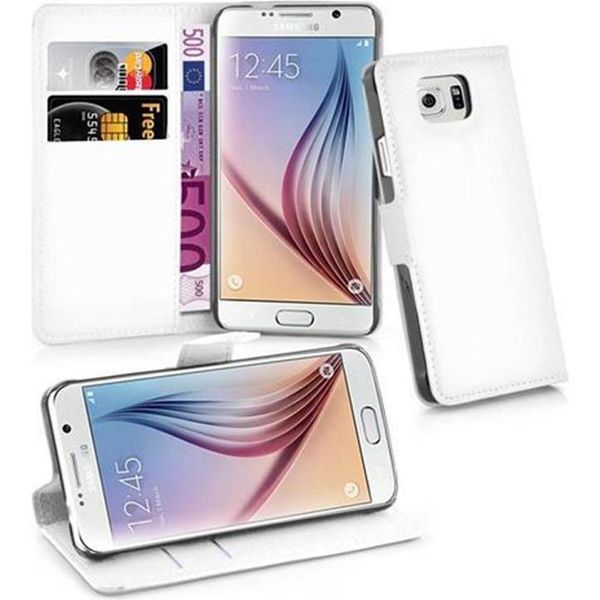 Cadorabo Custodia Per Samsung Galaxy S6 Custodia Protettiva In Bianco Cellulare Custodia Cover Chiusura Magnetica-image
