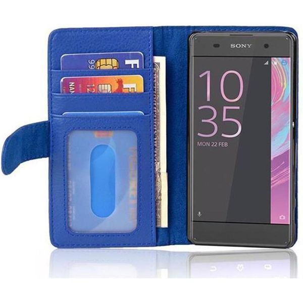 Cadorabo Custodia Per Sony Xperia Xa In Blu Cover Posteriore Telefono Cellulare Protettivo Cover Libro Custodia Libretto Slot Per Schede-image