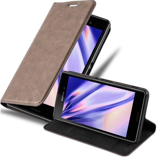 Cadorabo Cover Per Sony Xperia M4 Aqua Cover Protettiva In Marrone Custodia Per Cellulare Cover Chiusura Magnetica-image
